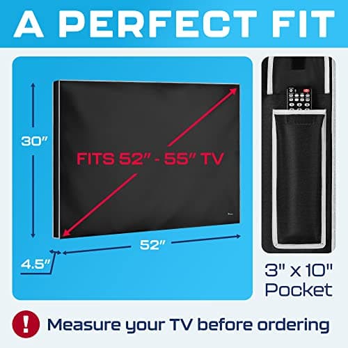 Outdoor TV Cover 55 Inch Weatherproof and Waterproof | TV Cover for Outside 55 Smart Shield TV Screen Protector for Outside TV | 55 Inch TV Cover Outdoor | TV Display Protectors – Black — view 2