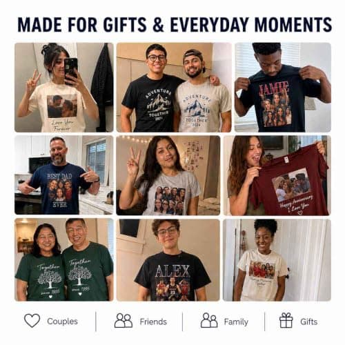 COOZEBRA Custom T Shirt with Front Back, Personalized Shirt with Photo Text Design, Custom Shirt for Men Women Adults — view 6