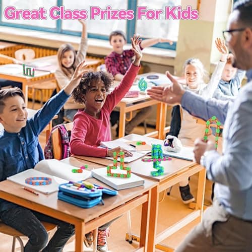 8Pcs 24Links Fidgets Wacky Tracks Fidget Toys for Kids Valentines Day Gifts Classroom Gifts School Easter Stocking Stuffers Plastic Sensory Autism Snap Fidget Click Snake Toys for Adults Travel 11inch — view 2