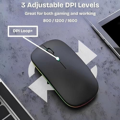 Nexurion Wireless Mouse for Laptop & PC – Magic, Bluetooth, Rechargeable USB-C, Slim Design with RGB Backlight, Dual Mode 2.4GHz for MacBook, iPad (Jet Black) — view 5