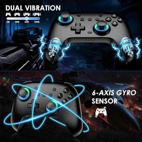 Switch Controllers 2 Pack with Charging Dock, Switch 2 Controller for Nintendo Switch/Switch 2/Lite/OLED, Wireless Switch 2 Pro Controller with RGB/Wake up/6-Axis Gyro/Dual Vibration/Turbo/Screenshot — view 5