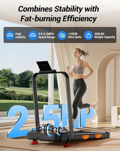 CURSOR FITNESS 15% Walking Pad Treadmill with Incline 0.6-6.2MPH Foldable Quiet Walking Pad for Home Small 2.5HP Under Desk Compact Treadmill with 300LBS Capacity — view 3