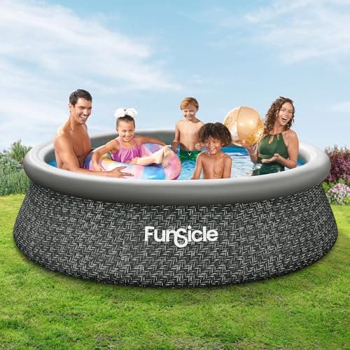 Funsicle QuickSet Designer 10' x 30" Round Above Ground Swimming Pool, With FiltraBoost 400 GPH Filter Pump, Type I Filter Cartridge & Repair Patch, Dark Herringbone — view 2