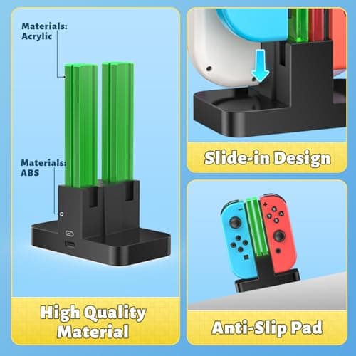 FastSnail Charging Dock Compatible with Nintendo Switch for Joy Con & OLED Model Controller with Lamppost LED Indication, Charger Stand Station with Charging Cable — view 4