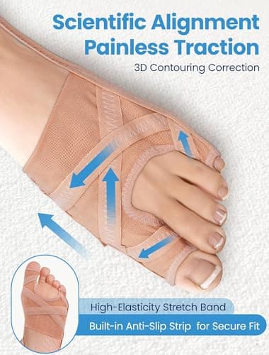 Habioer Bunion Corrector for Women & Men, Breathable Toe Straightener for the Thumb and Little Toe, Comfortable & Adjustable for Day/Night Use, Bunion Relief Splint(1 Pair) — view 3
