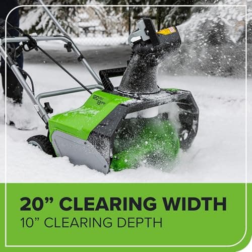 Greenworks 13 Amp 20-Inch Corded Electric Snow Blower-Walk-Behind Snow Thrower with 180° Adjustable Chute & 30FT Throwing Distance & 8" Clearing Depth, Ideal for Driveway, Walkway & Yard Snow Removal — view 3