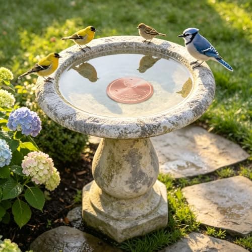 Azomabox Copper Disc for Bird Bath, 99.9% Pure Copper (Dove)