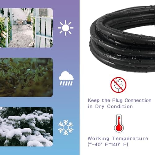 GREATIDE Indoor Outdoor Extension Cord 10 FT, 16/3 SJTW Weatherproof Black Electrical Cords, 13 AMP Heavy Duty 3 Prong Power Cable Great for Garden, Landscaping & Holiday Decorations — view 4