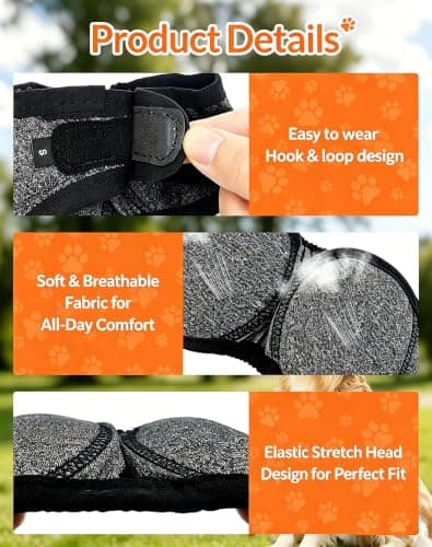Dog Ear Muffs Noise Protection Firework Thunder, Elastic Dog Ear Wrap with Sound-Blocking Rubber Pads for Noise Cancelling Anxiety Relief, Calming Hood Dog Ear Cover for Grooming Bathing & Swimming, S — view 4