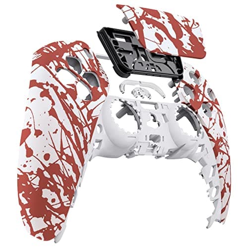 eXtremeRate Blood Patterned Soft Touch Touchpad Front Shell Compatible with ps5 Controller BDM-010 020 030 040 050, DIY Replacement Shell Custom Touch Pad Cover Compatible with ps5 Controller — view 3