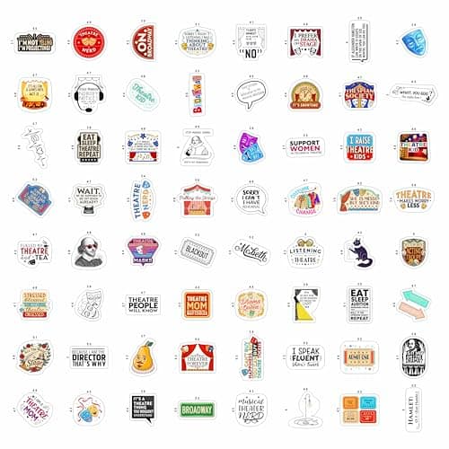 100Pcs Theatre Stickers for Laptop, Drama Stickers and Decals - Theatre Gifts - Drama Party Supplies - Gift for Women & Men — view 3