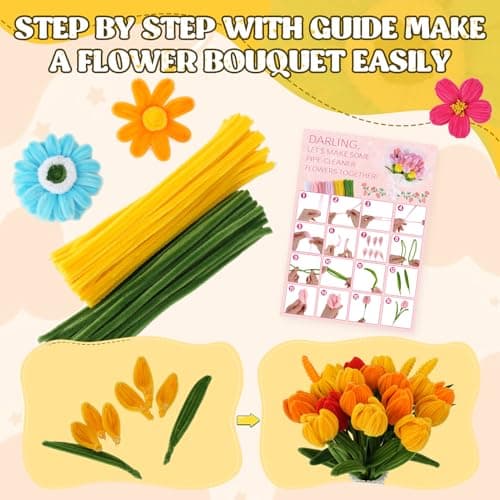 800PCS Pipe Cleaners Flower Kit, Thick Chenille Stems for Arts DIY Craft — view 3