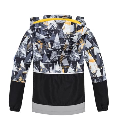 Aiwujiwu Boys Girls Rain Jacket with Fleece Lining - Lightweight Waterproof Windbreaker Hooded Raincoat for Kids — view 2
