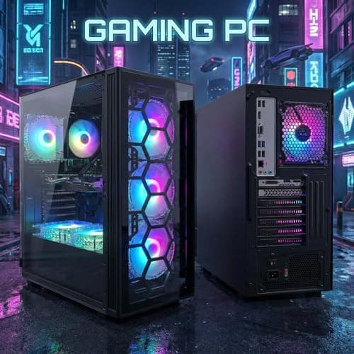 STGAubron Gaming PC Desktop Computer, Intel Core i7 up to 3.9 GHz, GeForce RTX 3050 6G, 16GB RAM, 512G SSD, WiFi 6, BT 5.0, RGB Fan x 6, Windows 11 Home — view 2