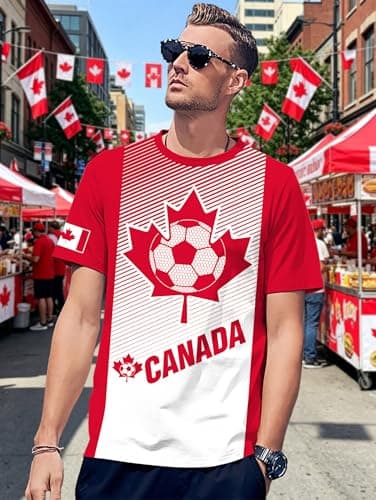 MEESHEEP Canada Shirt Men Canadian 2026 World Soccer Fans T-Shirts Football Jersey Short Sleeve Tops