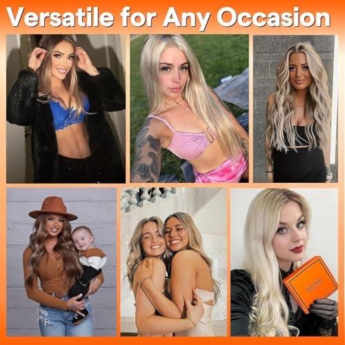 Full Shine Genius Human Hair Weft Hair Extensions 18 Inch Golden Blonde Highlighted Weaving Hair Extensions 50 Grams Silky Straight Remy Human Hair Genius Weft Sew in Extensions Wedding — view 8