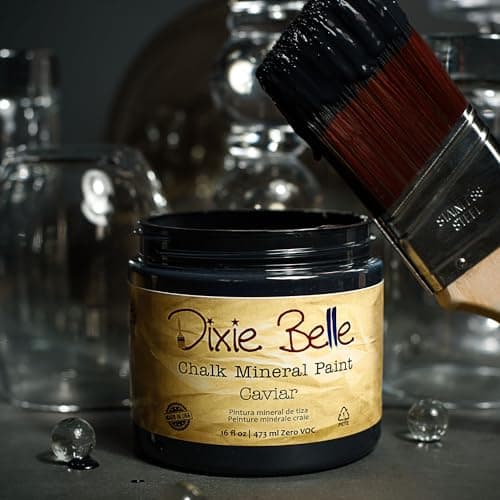 Dixie Belle Paint Company Chalk Finish Furniture Paint - Caviar (8oz) - Matte Black Chic Chalk Mineral DIY Furniture Paint — view 9