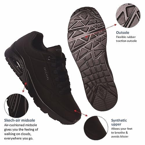 Skechers Men's Uno-Stand on Air Oxford, Black/Black, 7 — view 3