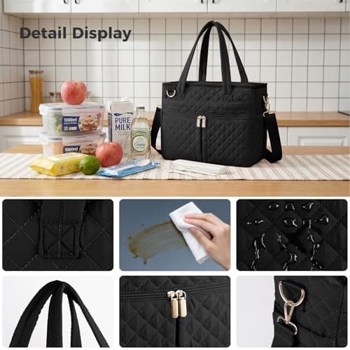 Extra-Large Lunch Bag, Lunch Box Insulated for Women Tote Bag, Soft Cooler Bag for Work Outdoor Picnic Trips — view 4