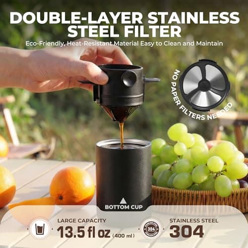 HAUSHOF Portable Electric Coffee Grinder, Travel Coffee Maker and Brewing Kit, Coffee Grinders for Home Use, Portable Pour Over Coffee Maker For Travel, Camping, Car — view 4