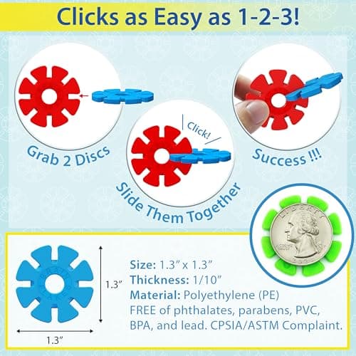 Brain Flakes 500 Piece Set, Ages 3+, Interlocking Plastic Disc Toy for Creative Building, Educational STEM Learning, Construction Block Play for Kids, Teens, Adults, Boys, and Girls — view 5