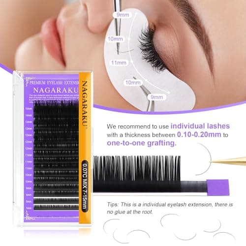 NAGARAKU Classic Individual Lash Extensions 0.05 D 12mm For Volume Fans — view 3