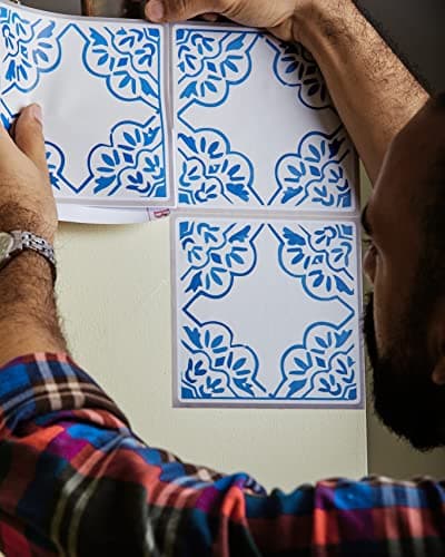 Poromoro Spanish Portuguese Azulejo Style Peel and Stick Backsplash Tile Stickers Set of 16 pcs(5.9_21) — view 5