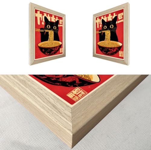 Framed Cat Ramen Print Posters Japanese Kitchen Canvas Wall Art Japandi Wall Decor Minimalist Painting Dining Room Picture Wall Decor for Home — view 3