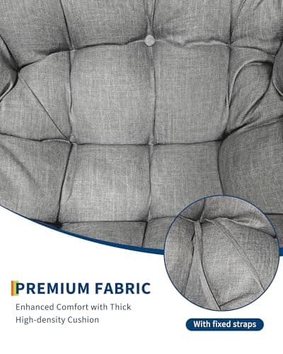 Garvee Oversized Outdoor Rocking Chair, Comfy Papasan Rocker, Egg Chair Rocker Fauteuil Bercant interieur for Patio, Garden, Bedroom, Porch, Lawn, Gray — view 5