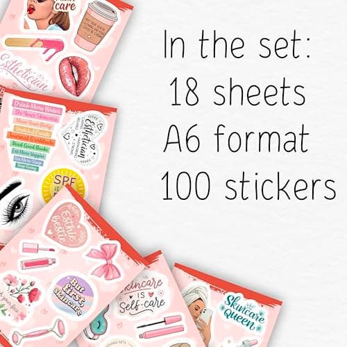 100Pcs Esthetician Stickers for Laptop, Skincare Stickers - Esthetician Party Supplies, Gifts - Gift for Women & Men