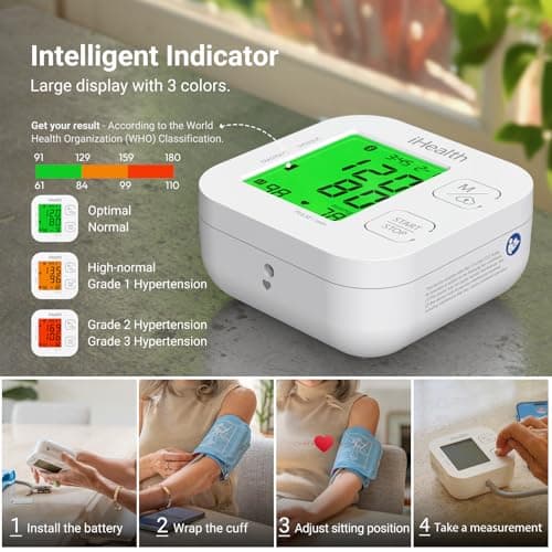iHealth Track Smart Upper Arm Blood Pressure Monitor with Wide Range Cuff that fits Standard to Large Adult Arms, Bluetooth Compatible for iOS & Android Devices — view 2
