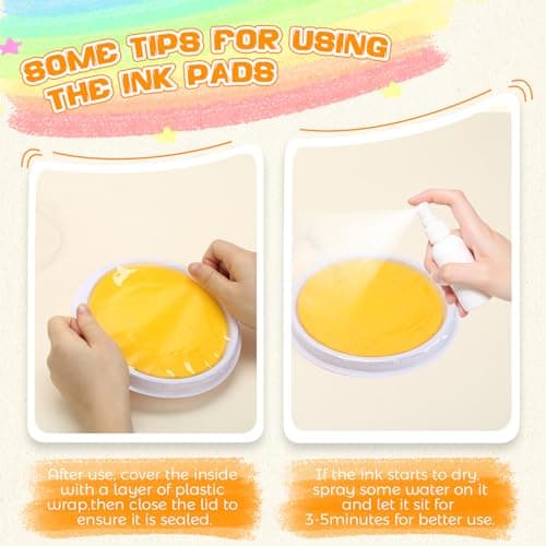 Nliyeisu 7 Inch Ink Pad Pads for Kids Washable, Large Stamp Pad with 8 Vibrant Colors, Non-Toxic Finger Paint & Stamp Pads Set for Arts and Crafts, Perfect for Children's DIY Projects, Home School Use — view 3