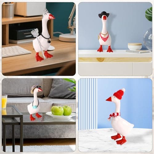 39pcs 7 Inch/17.8 cm Desk Goose Outfits, Mini Porch Goose Accessories with Hat Glasses Scepter Necklace Scarf Fun Clothes Costume Set for Magnetic Table Geese Statue Decor — view 5