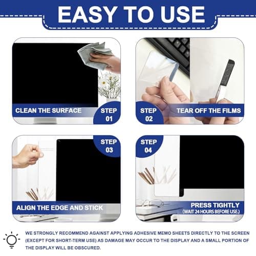 Sticky Monitor Memo Board, Memo Board for Computer Screen, Monitor Memo Boards for Computer, Acrylic Sticky Note Holder, Message Reminder Side Panel, Home Office Desktop Accessories (2) — view 4