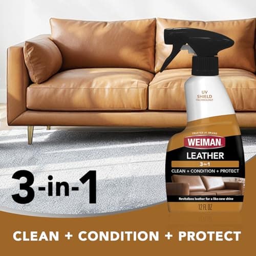 Weiman Leather Cleaner & Conditioner - Cleans, Restores & Protects Leather, UV Protection Prevent Cracking & Fading, For Car Seats, Sofas, Shoes, Bags & All Finished Leather Surfaces, 2 Pack — view 2