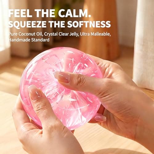 Coconut Oil Squishy Toys，Coconut Oil Stress Ball,Slow Rising Squishy Toy for Stress Relief，Squeeze Stress Ball Clear Jelly,Squeeze the Stress Away (Pink)