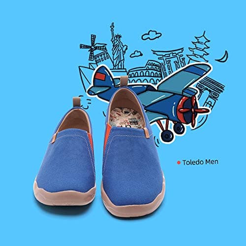 UIN Men's Slip Ons Loafers Canvas Lightweight Sneakers Walking Casual Solid Color Travel Shoes Dark Blue (9.5) — view 3