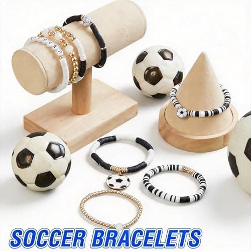 GlobalDecor Soccer Bracelet, Sports Bracelets for Women | 8Pcs Stackable Stretch Bracelets, 2026 Soccer Fan Gear, 2026 World Cup Decor & Football Party Supplies for Game Day, Soccer Mom & Team Gifts — view 3