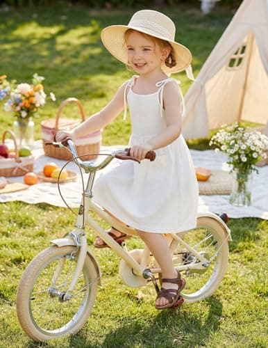 Arshiner Summer Dresses for Toddler Girls Casual Sleeveless Beach Twirl Midi Sundress White 7-8 Years — view 5