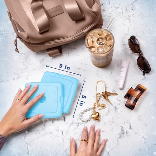 Cool Coolers by Fit + Fresh, Reusable & Long-Lasting Slim Ice Packs, Perfect Addition To Your Lunch Box, Camping Accessories, Insulated Lunch Bag, Beach Cooler Backpack & More, 4PK, Clear Blue — view 5