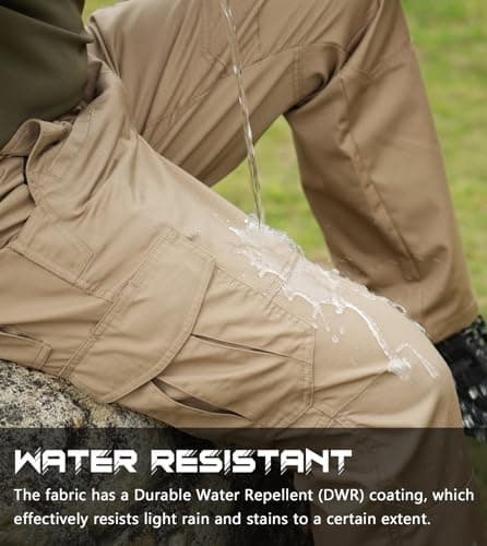 SPOSULEI Cargo Work Pants for Men Ripstop Tactical Pants Lightweight Water Resistant EDC Hiking Carpenter Hunting Pants with Multi Pockets Khaki 34Wx30L — view 2
