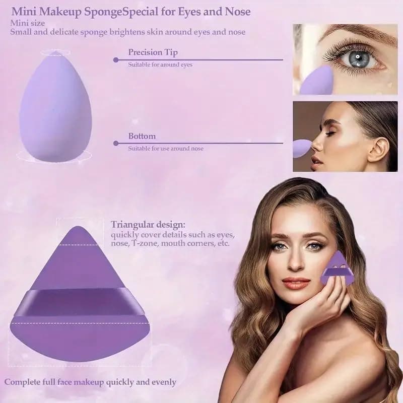 12-Piece All-Purpose Makeup Sponge Puff Set, includes3 Powder Puffs,3 Mini Air Cushion Puffs, 3 BeautyBlenders & 3 Mini Beauty Blenders, Pink — view 4
