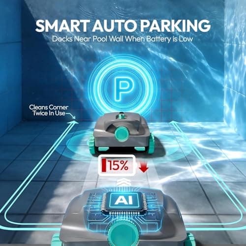 Pool Vacuum,UBoter E10 Cordless Robotic Pool Cleaner, Dual-Layer Filtration,Powerful Obstacle Crossing, Enhanced Edge & Corner Cleaning,120-Min for Above-Ground & Flat-Bottom Pools to 860 Sq.Ft — view 3
