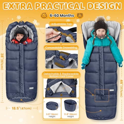 Orzbow Stroller Bunting Bag with Extended Footmuff, Weather-Proof, Warm