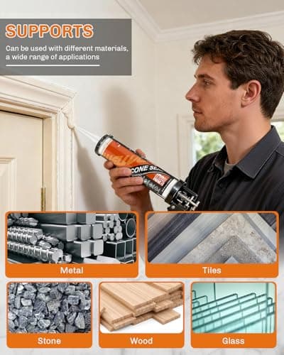 WELLUCK Almond Silicone Caulk, 100% Waterproof Silicone Sealant Adhesive Caulking,for RV, Kitchen,Bathroom, Window, Door, Glass,10.2FL.OZ/300ML,Almond/Cream (1Pack) — view 4
