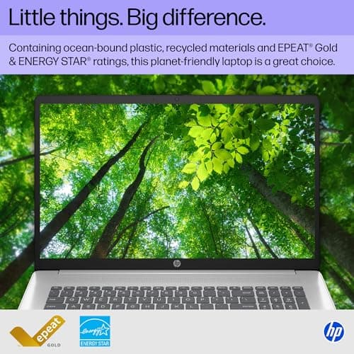 HP 17.3 inch Laptop, HD+ Display, AMD Ryzen 5 7520U, 16 GB RAM, 512 GB SSD, AMD Radeon Graphics, Windows 11 Home, Natural Silver, 17-cp2199nr — view 5