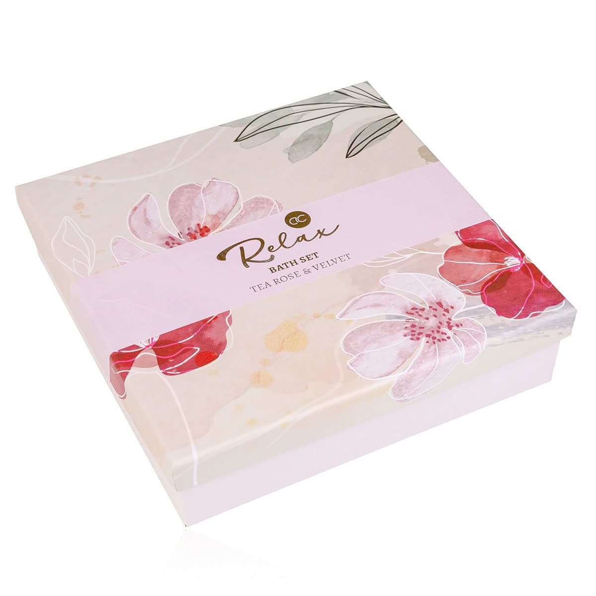 Accentra - Bath and treatment set RELAX gift box - Wellness gift kit 5 pcs for women - includes body butter, soap, hand cream, bath bomb and scented candle, scent: Tea Rose & Velvet — view 3