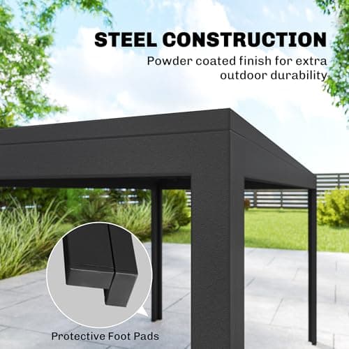 Outsunny 7 Pieces Outdoor Dining Set for 6, Rectangle Wood Effect Metal Patio Table and Mesh Stackable Chairs with Umbrella Hole, Patio Furniture Set for Garden, Yard, Black — view 7