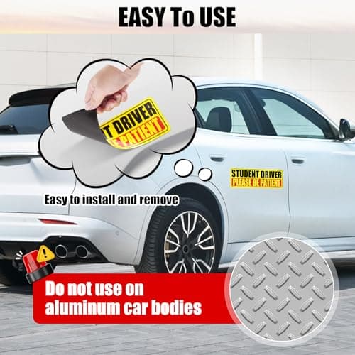 SINGARO Student Driver Magnet for Car - Please Be Patient, 3Pcs Magnetic Reflective Novice Sticker, New Driver Decal, Removable Exterior Car Accessories — view 4