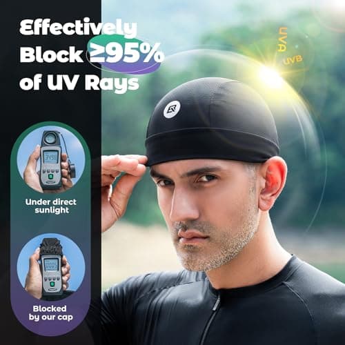 ROCKBROS Cooling Skull Cap Helmet Liner，Lightweight Breathable Under Helmet,Cycling Motorcycle Hard Hat Liner for Men Women Black — view 2